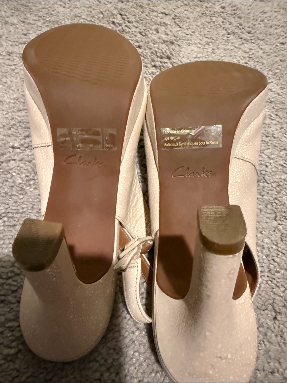 Clarks Peep-Toe Slingback Heels in Ivory with Subtle Sparkle - Picture 6 of 6